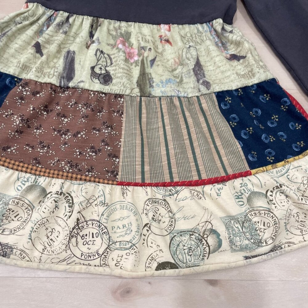 Tutu and Lulu Girls Dress 3-4T Ruffles Patchwork Victorian Stretch Long Sleeve - Picture 2 of 6